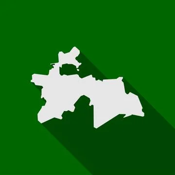 Map of Tajikistan on green Background with long shadow Stock Illustration