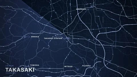 Map of Takasaki Stock Footage 340997278