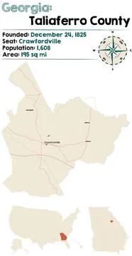 Map of Taliaferro County in Georgia Stock Illustration