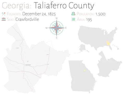 Map of Taliaferro County in Georgia Stock Illustration