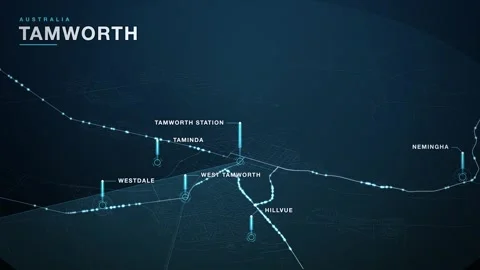 Map of Tamworth Stock Footage 341059334