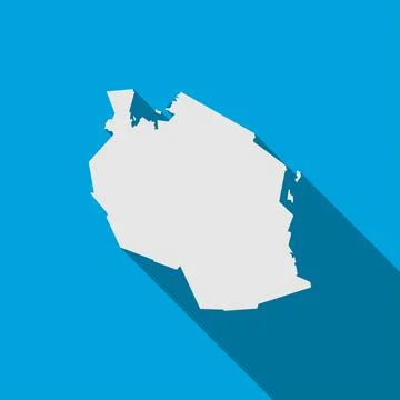 Map of Tanzania on Blue Background with long shadow Stock Illustration