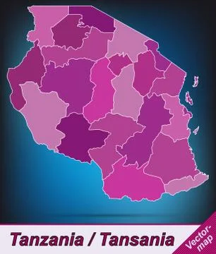Map of tanzania with borders in violet Stock Illustration