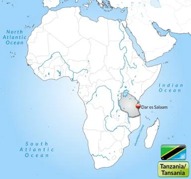 Map of tanzania with main cities in gray Stock Illustration