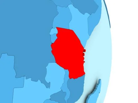 Map of Tanzania in red Stock Illustration