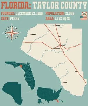 Map of Taylor County in Florida Stock Illustration