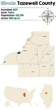 Map of Tazewell County in Illinois Illustrazione stock