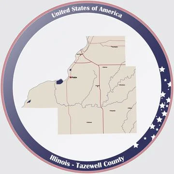 Map of Tazewell County in Illinois Stock Illustration