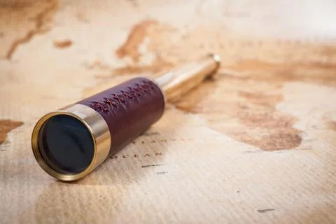 Map with telescope Stock Photos