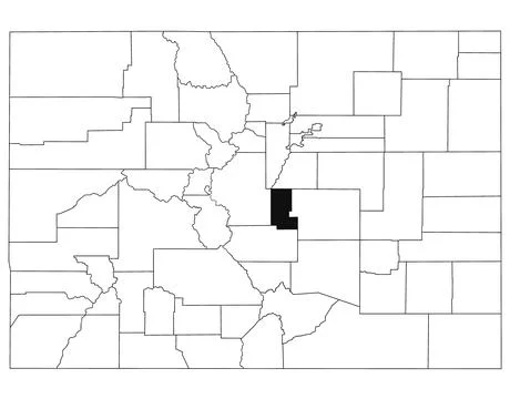 Map of teller County in Colorado state on white background. single County m.. Stock Illustration