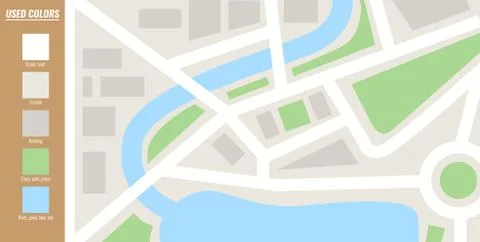 Map template. Flat color style Vector illustration. Stock Illustration