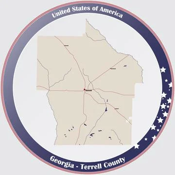 Map of Terrell County in Georgia Stock Illustration