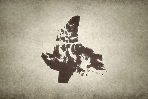 Map of the Territory of Nunavut on a paper Stock Illustration
