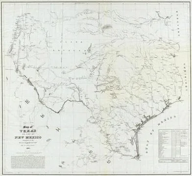 Map of Texas and Part of New Mexico compiled in the Bureau of Topographical E Stock Illustration