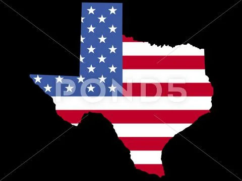 Map of texas with flag Stock Illustration