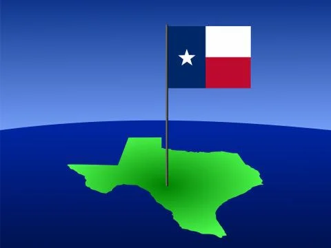 Map of texas with flag Stock Illustration
