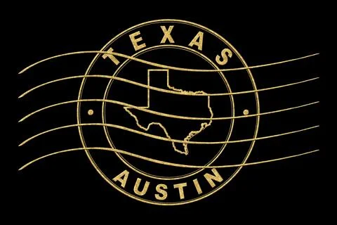 Map of Texas, Postal Passport Stamp, Travel Stamp Stock Photos