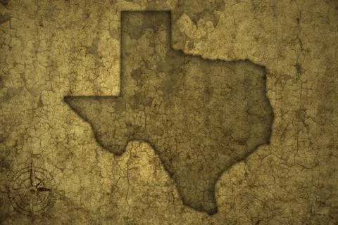Map of texas state on a old vintage crack paper background . Foto stock