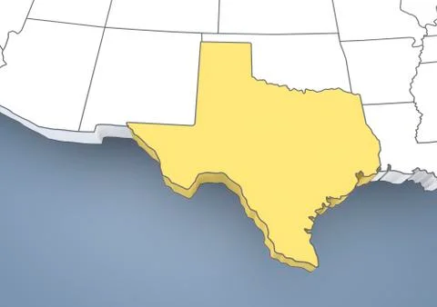 Map of texas, tx, usa, united states of america, contour, 3d illustration Stock Illustration