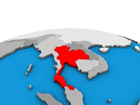 Map of Thailand on 3D globe Illustrazione stock