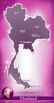 Map of thailand with abstract background in violet Stock Illustration
