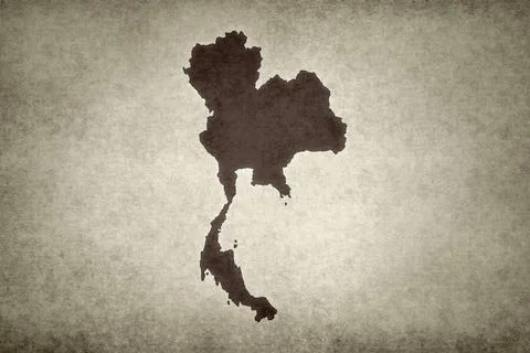 Map of Thailand on an old paper Stock Illustration