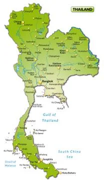 Map of thailand as an overview map in green Stock Illustration