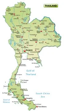 Map of thailand as an overview map in pastel green Stock Illustration