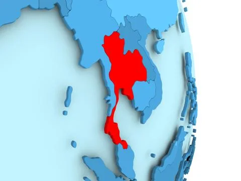 Map of Thailand in red Stock Illustration
