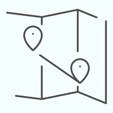 Map thin line icon. Atlas with two pointers vector illustration isolated on イラスト素材