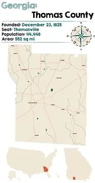 Map of Thomas County in Georgia Stock Illustration