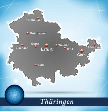 Map of thuringia with abstract background in blue Stock Illustration