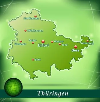 Map of thuringia with abstract background in green イラスト素材