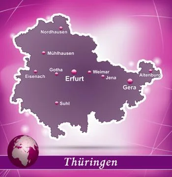 Map of thuringia with abstract background in violet イラスト素材