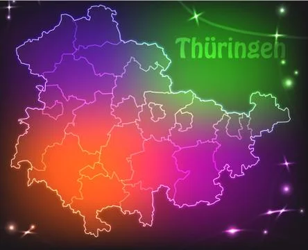 Map of thuringia with borders with bright colors Illustrazione stock
