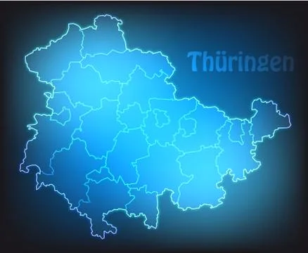 Map of thuringia with borders with bright colors Illustrazione stock
