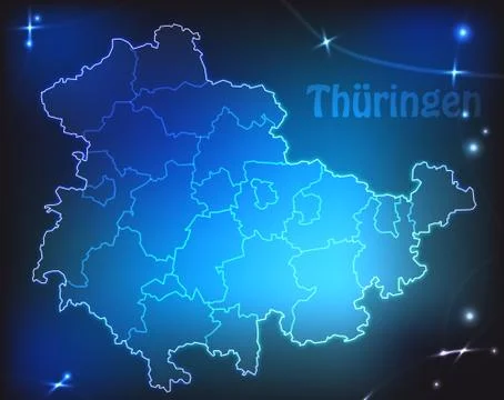 Map of thuringia with borders with bright colors Illustrazione stock
