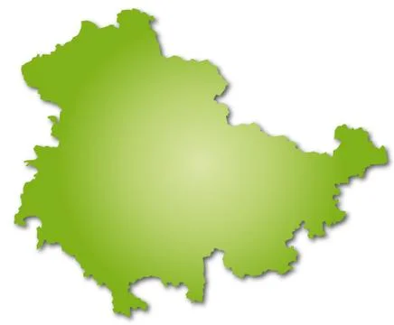 Map of thuringia with borders in green Illustrazione stock