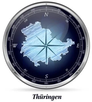 Map of thuringia with borders Illustrazione stock