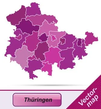 Map of thuringia with borders in violet Illustrazione stock