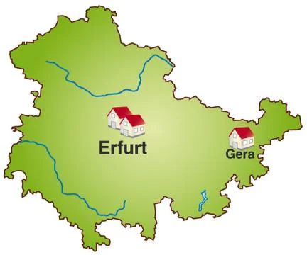 Map of thuringia as an infographic in green Illustrazione stock