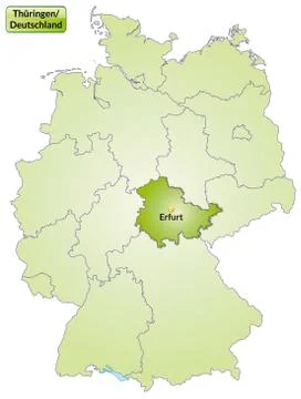 Map of thuringia with main cities in green イラスト素材