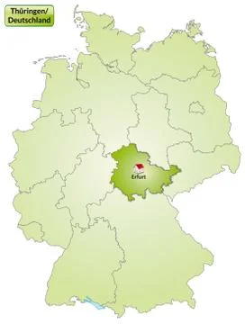 Map of thuringia with main cities in green イラスト素材
