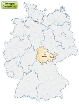 Map of thuringia with main cities in pastel orange イラスト素材