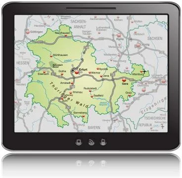 Map of thuringia as a mobile phone Stock Illustration