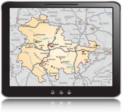 Map of thuringia as a mobile phone Illustrazione stock