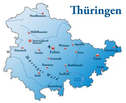 Map of thuringia as an overview map in blue イラスト素材
