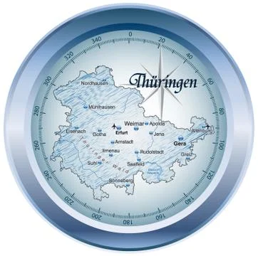 Map of thuringia as an overview map in blue Illustrazione stock