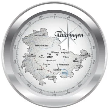 Map of thuringia as an overview map in chrome Illustrazione stock