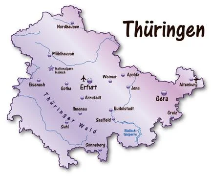 Map of thuringia as an overview map in violet イラスト素材